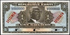 Haiti N.1080T,  P.230s  1 Gourde Specimen  Sig:U TYVEK